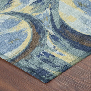 8 Ft Round Abstract Polyester Area Rug Machine Washable for Indoor Outdoor Use