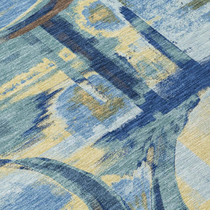 8 Ft Round Abstract Polyester Area Rug Machine Washable for Indoor Outdoor Use