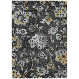 Floral Polyester Area Rug Washable Low Pile Indoor Outdoor for Patio or Living Room