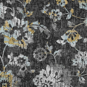 Floral Polyester Area Rug Washable Low Pile Indoor Outdoor for Patio or Living Room