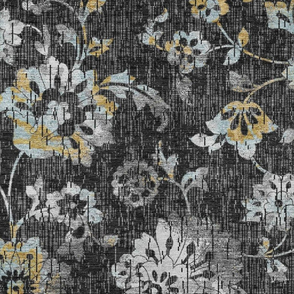 Floral Polyester Area Rug Washable Low Pile Indoor Outdoor for Patio or Living Room