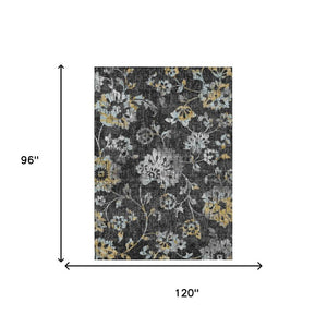 Floral Polyester Area Rug Washable Low Pile Indoor Outdoor for Patio or Living Room
