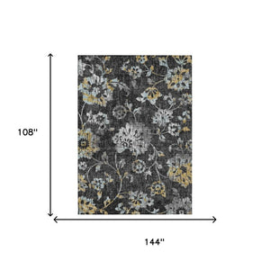 Floral Polyester Area Rug Washable Low Pile Indoor Outdoor for Patio or Living Room