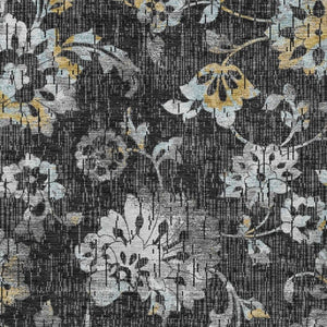 HomeRoots Floral Polyester Area Rug Washable Low Pile Indoor Outdoor for Patio or Living Room 10' x 14' 733479