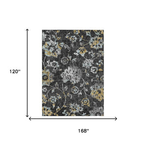 Floral Polyester Area Rug Washable Low Pile Indoor Outdoor for Patio or Living Room