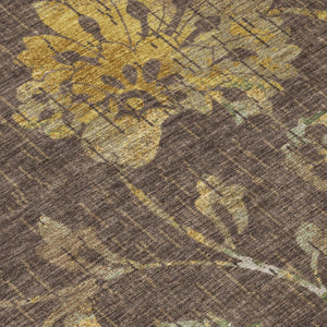8' Round Floral Polyester Area Rug Machine Washable for Indoor Outdoor Spaces