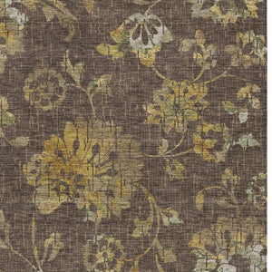 HomeRoots 8 X 10 Floral Polyester Area Rug Washable Indoor Outdoor Living Patio Accent 733483
