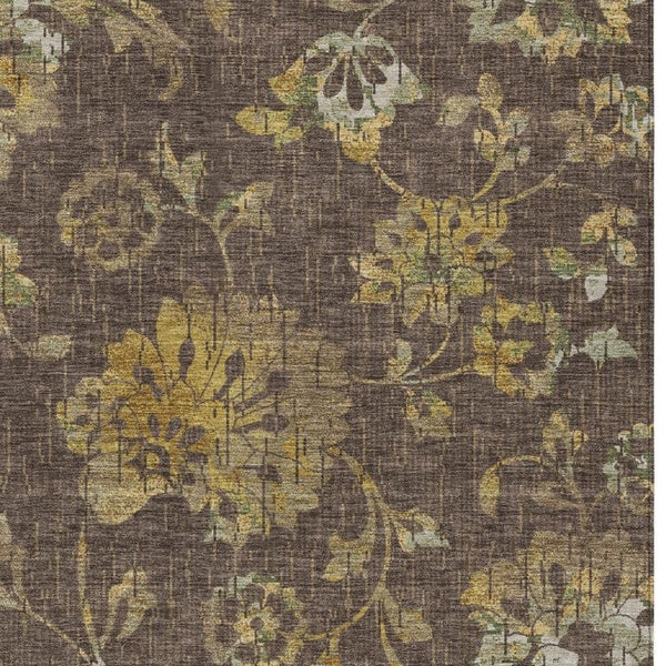 HomeRoots 8 X 10 Floral Polyester Area Rug Washable Indoor Outdoor Living Patio Accent 733483