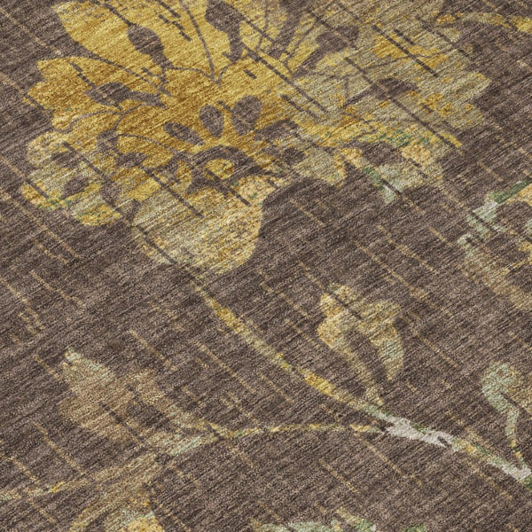 9 X 12 Floral Polyester Area Rug Washable Low Pile for Indoor Outdoor Patios
