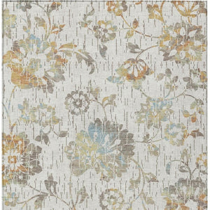 HomeRoots Floral Polyester Washable Indoor Outdoor Area Rug Low Pile for Patios and Living Rooms 5' x 8' 733493