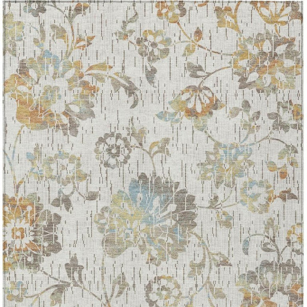 HomeRoots Floral Polyester Washable Indoor Outdoor Area Rug Low Pile for Patios and Living Rooms 5' x 8' 733493