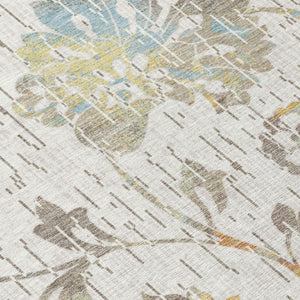 8 Foot Round Floral Polyester Area Rug Washable for Indoor Outdoor Patio Use
