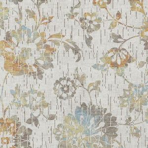 Floral Polyester Washable Indoor Outdoor Area Rug Low Pile for Patios and Living Rooms