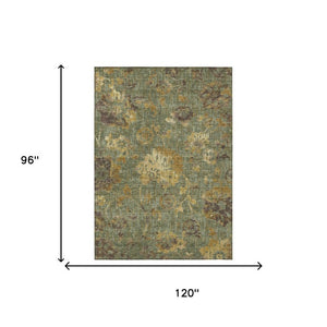 Floral Olive Washable Polyester Area Rug for Indoor Outdoor Patios Kitchens and Living Rooms