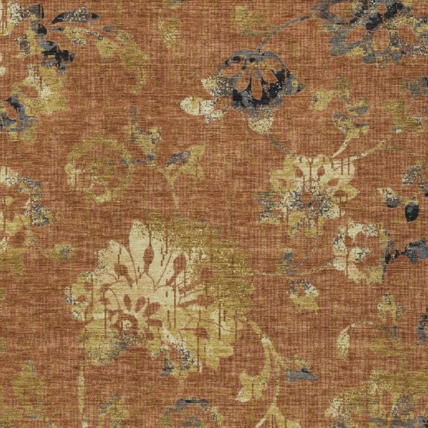 HomeRoots 8x10 Floral Polyester Area Rug Washable Indoor Outdoor Patio Living Room Accent 733507