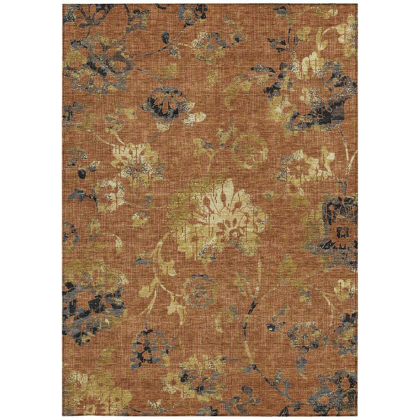 8x10 Floral Polyester Area Rug Washable Indoor Outdoor Patio Living Room Accent