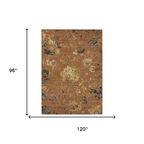 8x10 Floral Polyester Area Rug Washable Indoor Outdoor Patio Living Room Accent