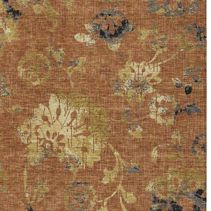HomeRoots 10 X 14 Floral Polyester Area Rug Washable Indoor Outdoor Patio Low Pile 733509