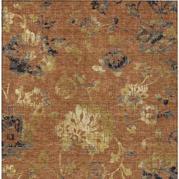 10 X 14 Floral Polyester Area Rug Washable Indoor Outdoor Patio Low Pile