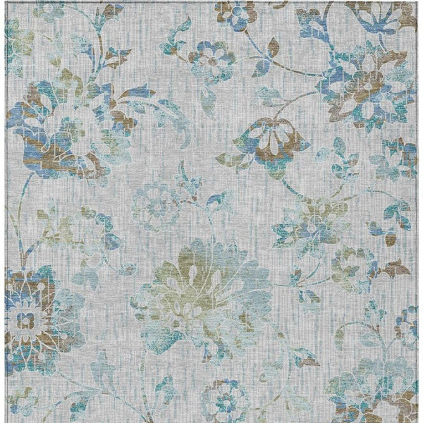 HomeRoots 9x12 Floral Polyester Area Rug Machine Washable Indoor Outdoor Patio Living Room 733514