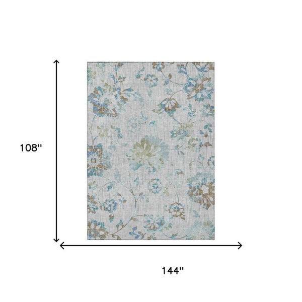 9x12 Floral Polyester Area Rug Machine Washable Indoor Outdoor Patio Living Room
