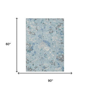 Floral Polyester Area Rug Machine Washable Indoor Outdoor Stain Resistant Patio Decor
