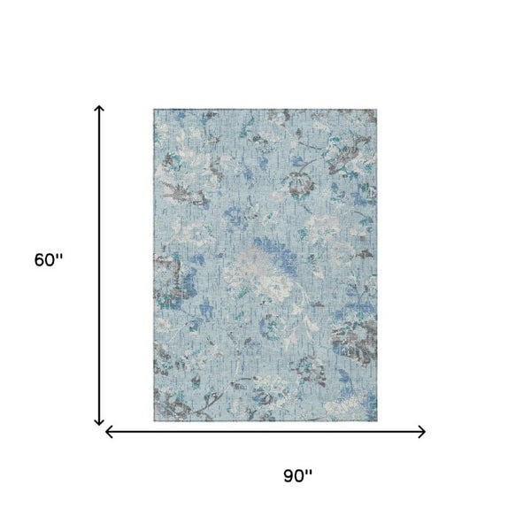 Floral Polyester Area Rug Machine Washable Indoor Outdoor Stain Resistant Patio Decor