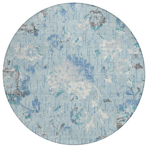 8 Foot Round Floral Polyester Area Rug Machine Washable for Patio and Indoor Use