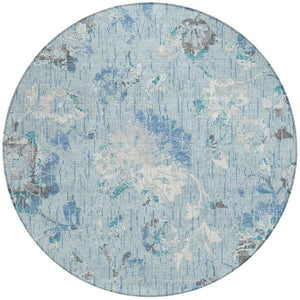 8 Foot Round Floral Polyester Area Rug Machine Washable for Patio and Indoor Use