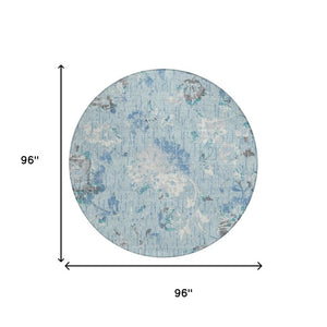 8 Foot Round Floral Polyester Area Rug Machine Washable for Patio and Indoor Use