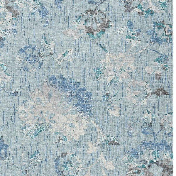 Floral Polyester Area Rug Machine Washable Indoor Outdoor Stain Resistant Patio Decor