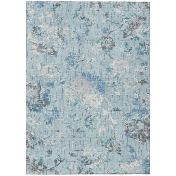 Floral Polyester Area Rug Machine Washable Indoor Outdoor Stain Resistant Patio Decor