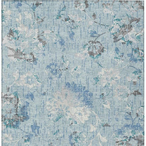 Floral Polyester Area Rug Machine Washable Indoor Outdoor Stain Resistant Patio Decor