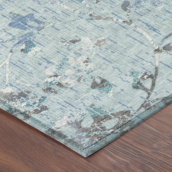 Floral Polyester Area Rug Machine Washable Indoor Outdoor Stain Resistant Patio Decor