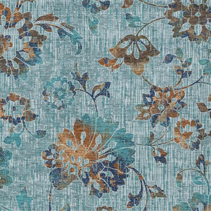 HomeRoots 10 X 14 Floral Polyester Area Rug Machine Washable Teal Gray Indoor Outdoor 733527
