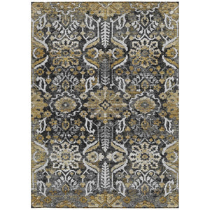 Damask Polyester Area Rug Washable Indoor Outdoor Stain Resistant Low Pile Patio Classic
