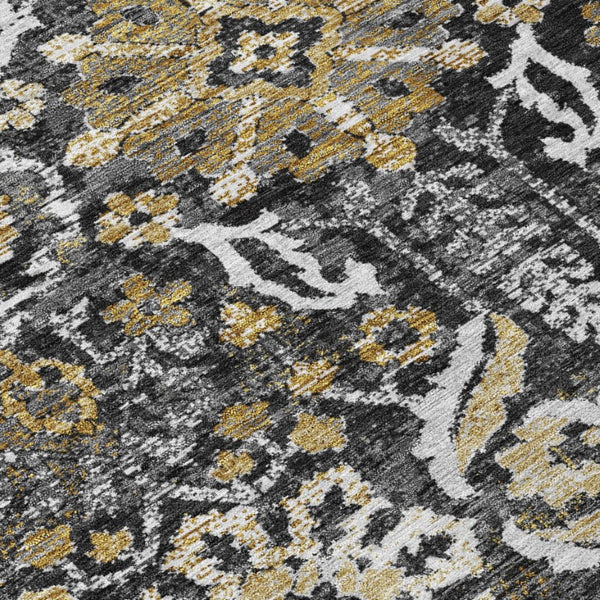 Damask Polyester Area Rug Washable Indoor Outdoor Stain Resistant Low Pile Patio Classic