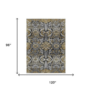 Damask Polyester Area Rug Washable Indoor Outdoor Stain Resistant Low Pile Patio Classic