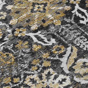 Damask Polyester Area Rug Washable Indoor Outdoor Stain Resistant Low Pile Patio Classic