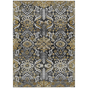 Damask Polyester Area Rug Washable Indoor Outdoor Stain Resistant Low Pile Patio Classic