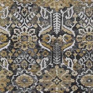 HomeRoots Damask Polyester Area Rug Washable Indoor Outdoor Stain Resistant Low Pile Patio Classic 10' x 14' 733533