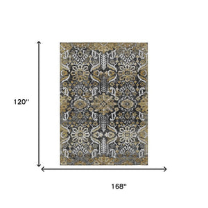 Damask Polyester Area Rug Washable Indoor Outdoor Stain Resistant Low Pile Patio Classic