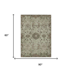 Damask Polyester Area Rug Washable Indoor Outdoor for Patio Entryway and Living Room