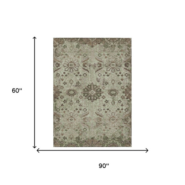 Damask Polyester Area Rug Washable Indoor Outdoor for Patio Entryway and Living Room