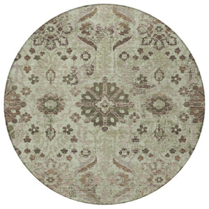 8 Ft Round Damask Polyester Area Rug Washable Indoor Outdoor Patio Accent