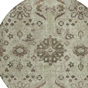 8 Ft Round Damask Polyester Area Rug Washable Indoor Outdoor Patio Accent
