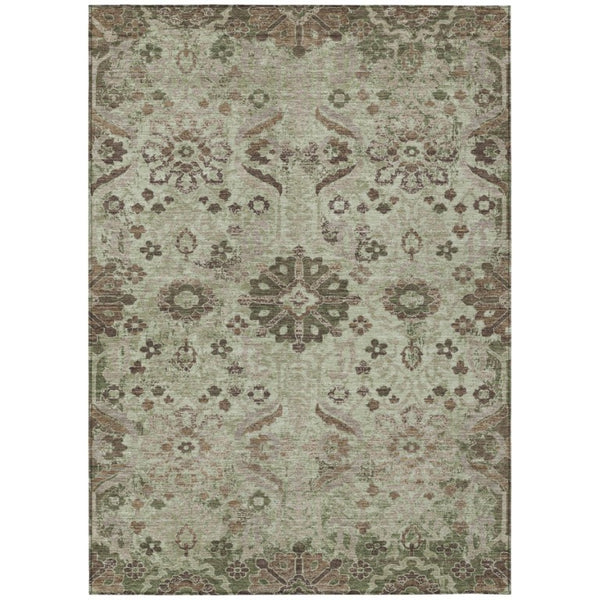 Damask Polyester Area Rug Washable Indoor Outdoor for Patio Entryway and Living Room