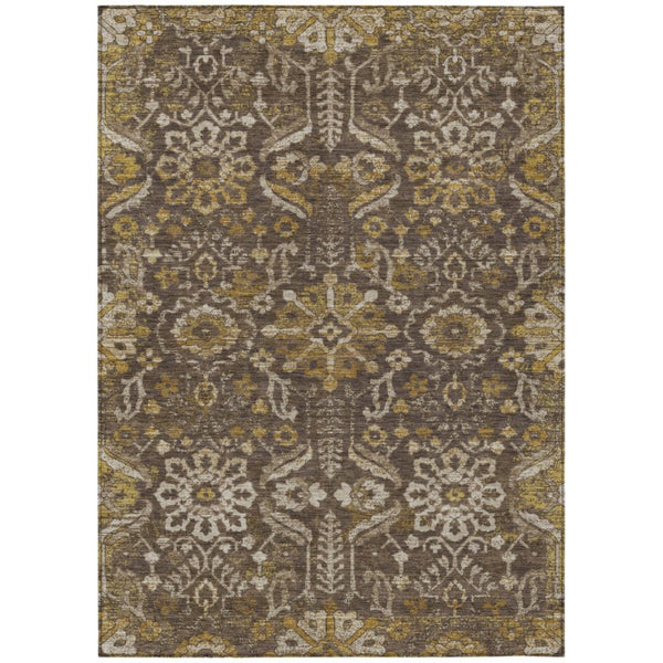 5x8 Damask Polyester Area Rug Washable Indoor Outdoor Patio Living Room Decor