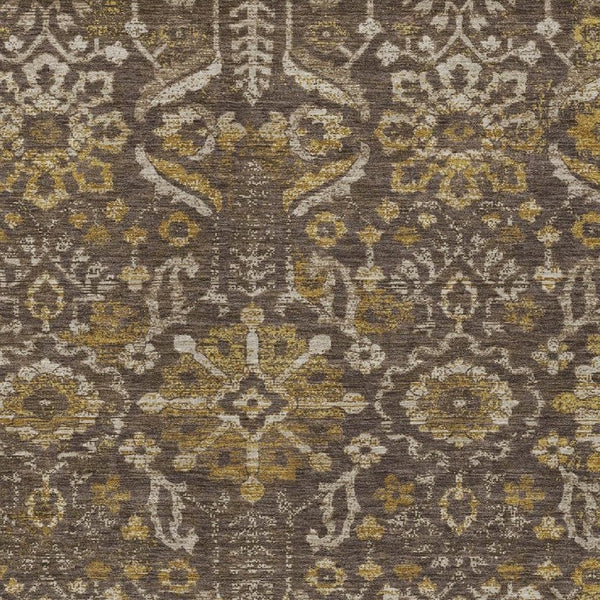 HomeRoots 9x12 Damask Washable Polyester Area Rug Indoor Outdoor Patio Living Room Accent 733544