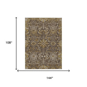 9x12 Damask Washable Polyester Area Rug Indoor Outdoor Patio Living Room Accent